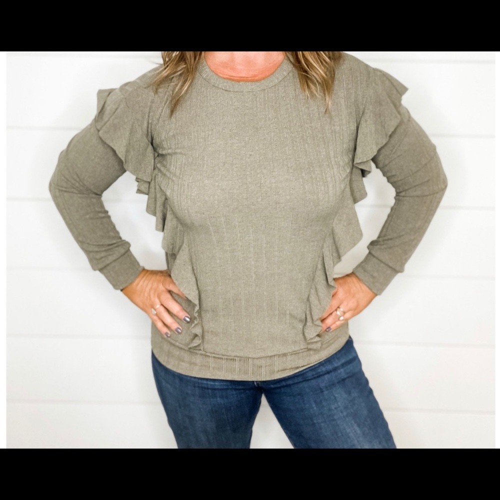 Ruffle Top Olive Color